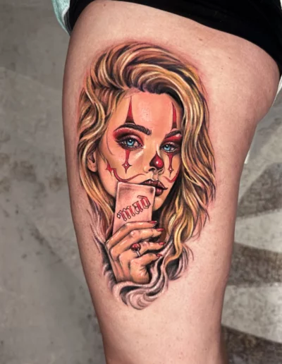Ritratto femminile in stile chicano a colori - Marta Gardenia, Keyo Tattoo Studio Locarno