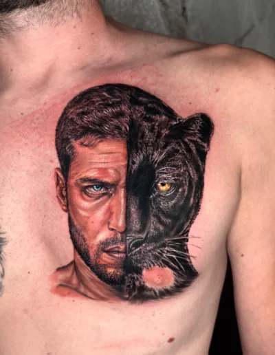 Volto metà uomo metà pantera - Marta Gardenia, Keyo Tattoo Studio Locarno