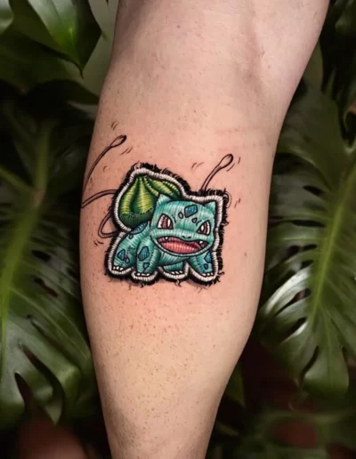 Bulbasaur effetto toppa ricamata - Marta Gardenia, Keyo Tattoo Studio Locarno