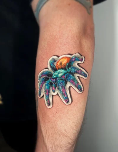 Tarantola colorata effetto sticker - Marta Gardenia, Keyo Tattoo Studio Locarno