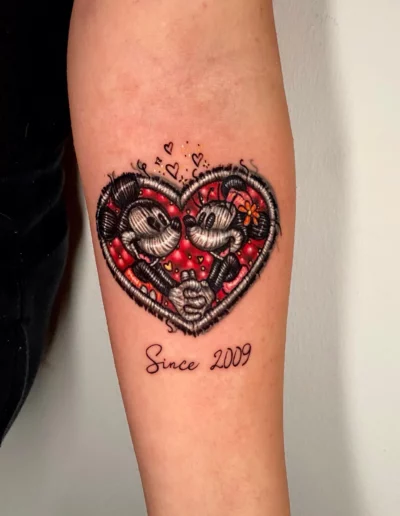 Cuore effetto toppa ricamata con scritta Since 2009 - Marta Gardenia, Keyo Tattoo Studio Locarno