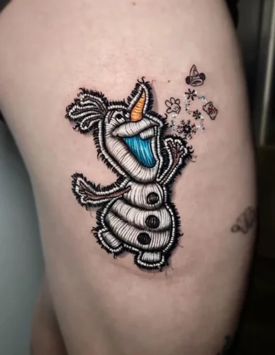 Olaf effetto toppa ricamata - Marta Gardenia, Keyo Tattoo Studio Locarno