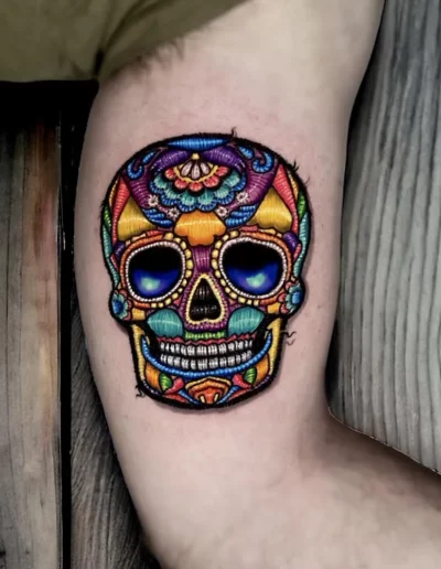 Teschio messicano colorato - Marta Gardenia, Keyo Tattoo Studio Locarno